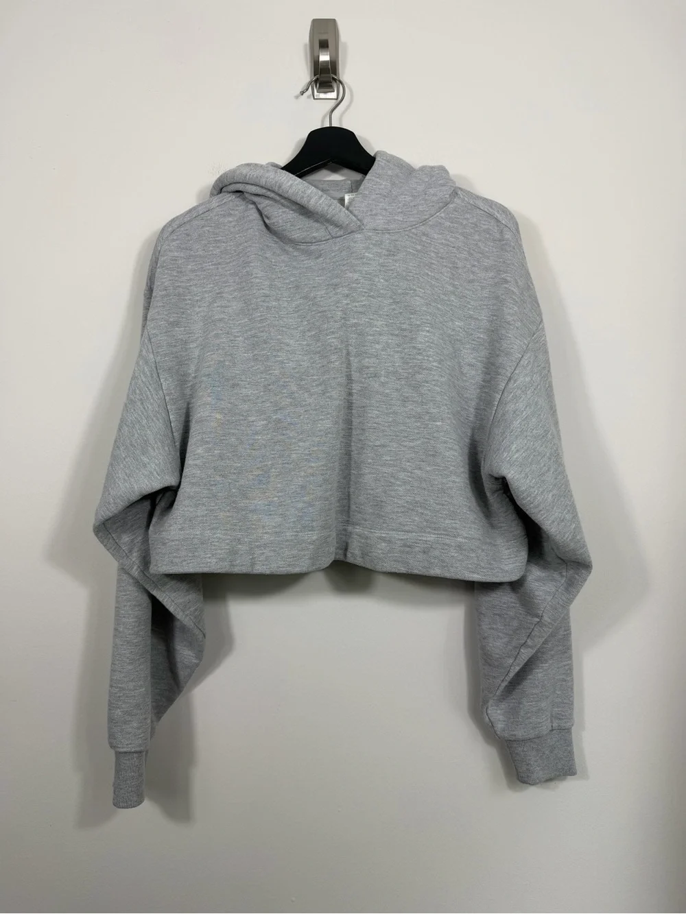 Alo Yoga Bae Hoodie Gray Cropped Oversized Pullover Sweatshirt Size S